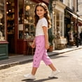 thumbnail image 7 of Twczz Girls Cotton Linen Capris with Pockets- Casual Elastic Waist Straight Leg Quick Dry Kids Beach Pants Pink Size 10-12 Years, 7 of 7