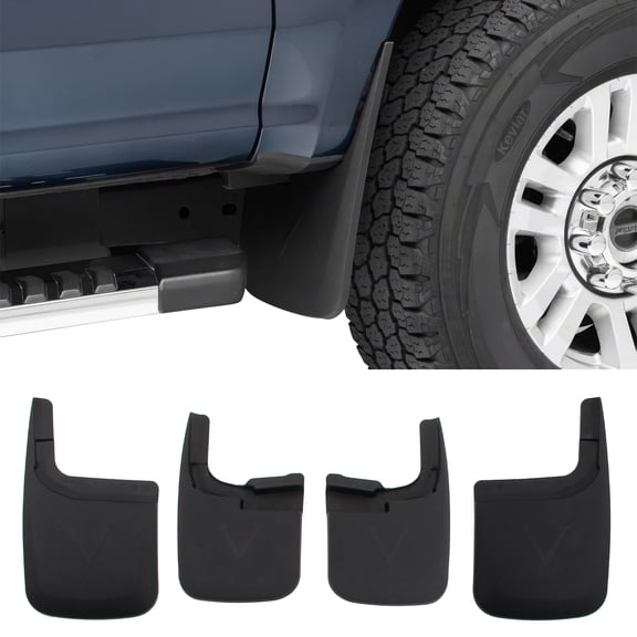 Ikon Motorsports Mud Flaps Splash Guards Fits 2017-2026 Ford F-250 F-350 Super Duty W/o Fender Flares, Textured Black PP Front Rear Side Mudflaps 4PCS