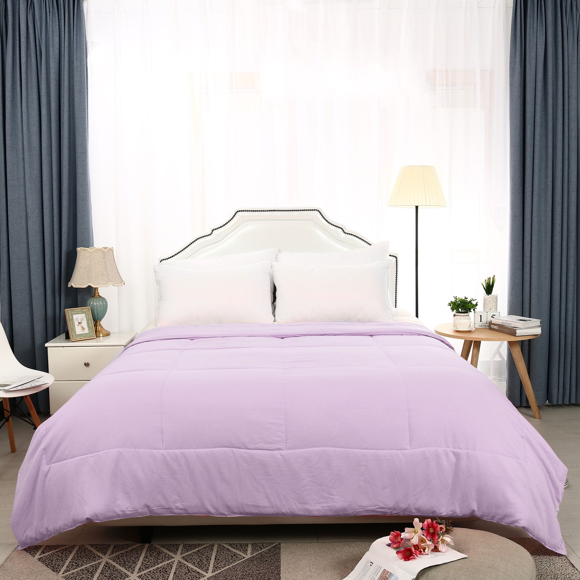 All-Season Solid Reversible Down Alternative Bedding Comforter Light