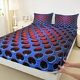 thumbnail image 3 of Manfei Abstract Geometric Geometric Twin Sheet Sets,Stereoscopic Dense Holes Twin Fitted Sheet,Blue Red Flat Sheet,Lightweight Room Decoration,3-Piece, 3 of 7