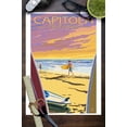 thumbnail image 3 of Capitola, California, Surfers at Sunset (9x12 Wall Art Print, Home Decor), 3 of 3