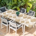 thumbnail image 2 of Light Brown Moroccan Table Cloths for 8 Foot Rectangle Tables, Modern Geometric Abstract Art Patio Waterproof Elastic Fitted Tablecloths, Washable Rectangular Table Cover for Camping, 2 of 8
