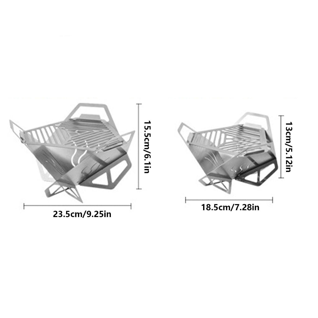 Stainless Steels Folding Fire Pit for BBQ Picnics Patios, Foldable Fire Pit Grill, Foldable Camping Grill Campfire Grill