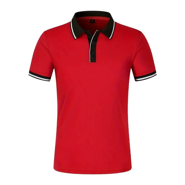 T-shirts Polo pour Hommes Adultes à Manches Courtes, T-Shirts à Boutons, T-Shirts Basiques Rouges pour Homme