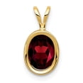 thumbnail image 5 of 14K Yellow Gold 8x6mm Oval Garnet Bezel Pendant, 5 of 7