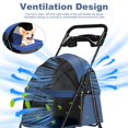 thumbnail image 4 of Tereitr Pet Stroller for Small Dogs & Cats, 4 Wheel Outdoor Travel Folding Dog Stroller with Cup Holder, Visible Mesh Windows, Rear Wheel Brakes, Pets Up to 33 lbs, Blue, 4 of 9
