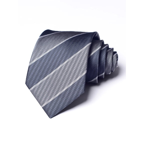 Yongchuantie Men's Fashion Grey Double Splicing White Stripe Pattern Tie Hand Knot 8CM Wide Tie Gift Box