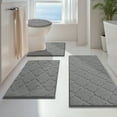 thumbnail image 3 of Findosom Bathroom Rugs Sets 4 Pcs with Toilet Lid Cover,U-Shaped Contour Toilet Mat,Non-Slip Machine Washable Absorbentb Rugs and Mats for Bathroom Floor Mats Microfiber Shaggy Bath Rug,Gray, 3 of 10