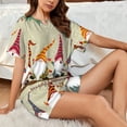 thumbnail image 4 of Fuzoiu Christmas Card With Gnomes Print Women's Short-Sleeved Pajama Set,Lounge Sleepwear Set,Womens Pajama Sets 2 Piece,Button-Up Top and Shorts with Pockets-3X-Large, 4 of 7