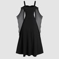 thumbnail image 5 of HXWCHs Women's Victorian Gothic Dress Solid Color Fitted Waist Retro Court Ball Gown Black XL, 5 of 7
