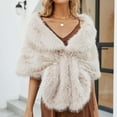 thumbnail image 2 of Elainilye Fashion Women's Faux-Fur Collar Scarf Wrap Cold Winter Warmer Elegant Long Shawl Wrap,Beige, 2 of 9