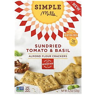 Simple Mills Almond Flour Crackers, Sundried Tomato & Basil, 4.25