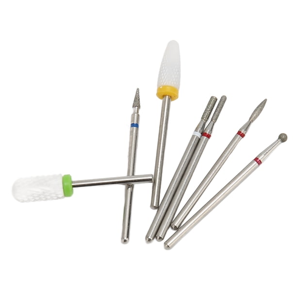 Brocas para quitar cutículas, 7 piezas Broca para uñas de cerámica y acero de tungsteno Broca para uñas de acero de tungsteno Altamente versátil