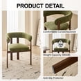 thumbnail image 6 of 47" Round Dining Table Set for 4, Natural Wood Grain Tabletop with 4 Green Chenille Upholstered Armchairs, Thick Cushions and Sturdy Metal Frames, 6 of 7
