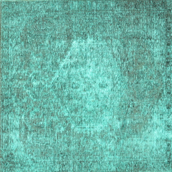 Ahgly Company Machine Washable Indoor Square Persian Turquoise Blue Traditional Area Rugs, 4' Square