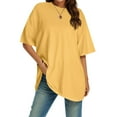 thumbnail image 2 of Lixiuxyad Summer Trendy Clothes Women Crew Neck Fitted Shirt Basic Tops Short Sleeves Summer T Shirt Tops Classic T Shirt Tee,Yellow XL, 2 of 4