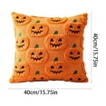 thumbnail image 3 of Sahpxhe Halloween Throw Pillow Covers,15.75x15.75in Orange Pumpkin Decor Plush Comfort Pillow Case with Raised Fall Pumpkin Ghost Embroidery for Couch Sofas,Bedrooms,Home Orange, 3 of 7