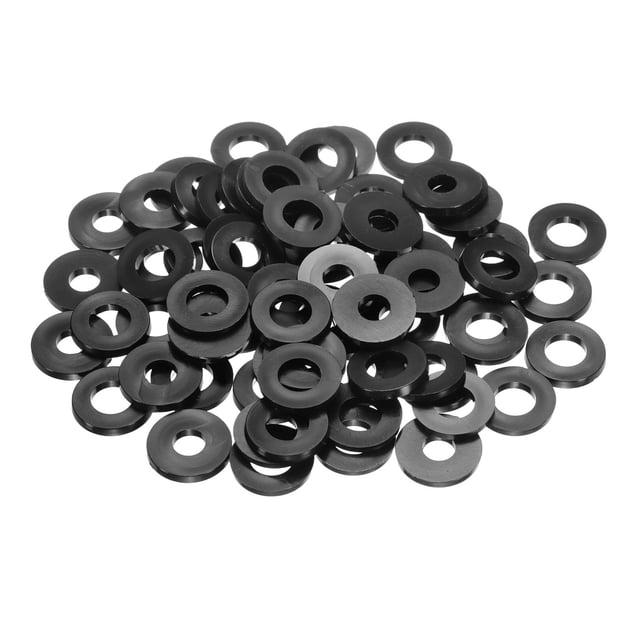 Uxcell 160pcs M8 Arandelas Planas de Nailon (8mm ID 16mm OD 2mm de grosor) - Espaciador de Junta de Sellado de Anillo de Plástico, para Atornillar Válvulas de Manguera de Grifo, Negro