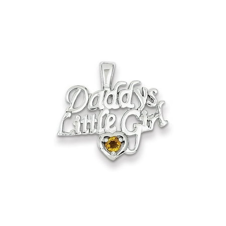 Little Girl Birthstone Charm - 925 Sterling Silver Citrine Daddy's Little Girl Charm Pendant