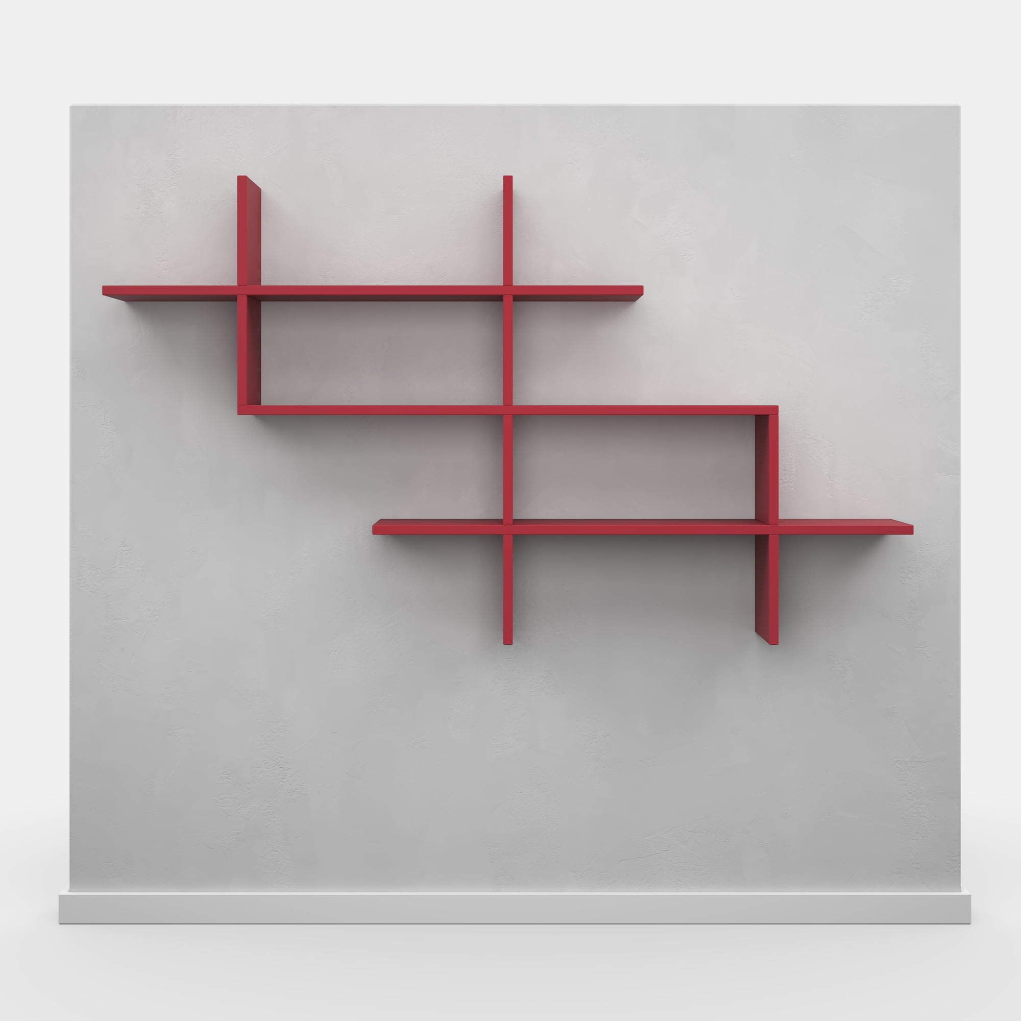 Ada Home Decor Furniture 59" 3 Tier Burgundy Warren Modern Wall Shelf