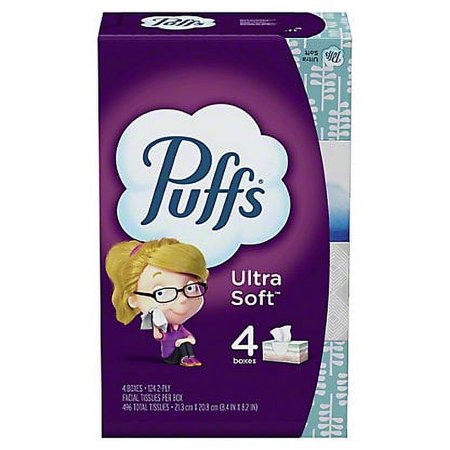 Puffs Ultra Soft Facial Tissue 4 pk, 496 ct