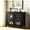 Black, variant on Wine Cabinet with Glassware Storage | Store Accessories, Hang Glasses, Keep Wine | Synthetic Wood for Stability | Improve Wine Organization