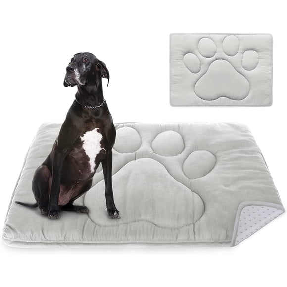 Dog Crate Mat 24/30/36/42/48 Inch, Warm & Soft Dog Bed Mat with Anti-Slip Bottom, Dark Colored to Hide Stains, Dog Kennel Pad for Sleeping, Washable Pet Mattress