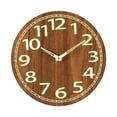 thumbnail image 4 of Reloj de pared luminoso de 30 cm, reloj de grano de madera, reloj analógico, sin tictac, redondo silencioso, 4 of 9