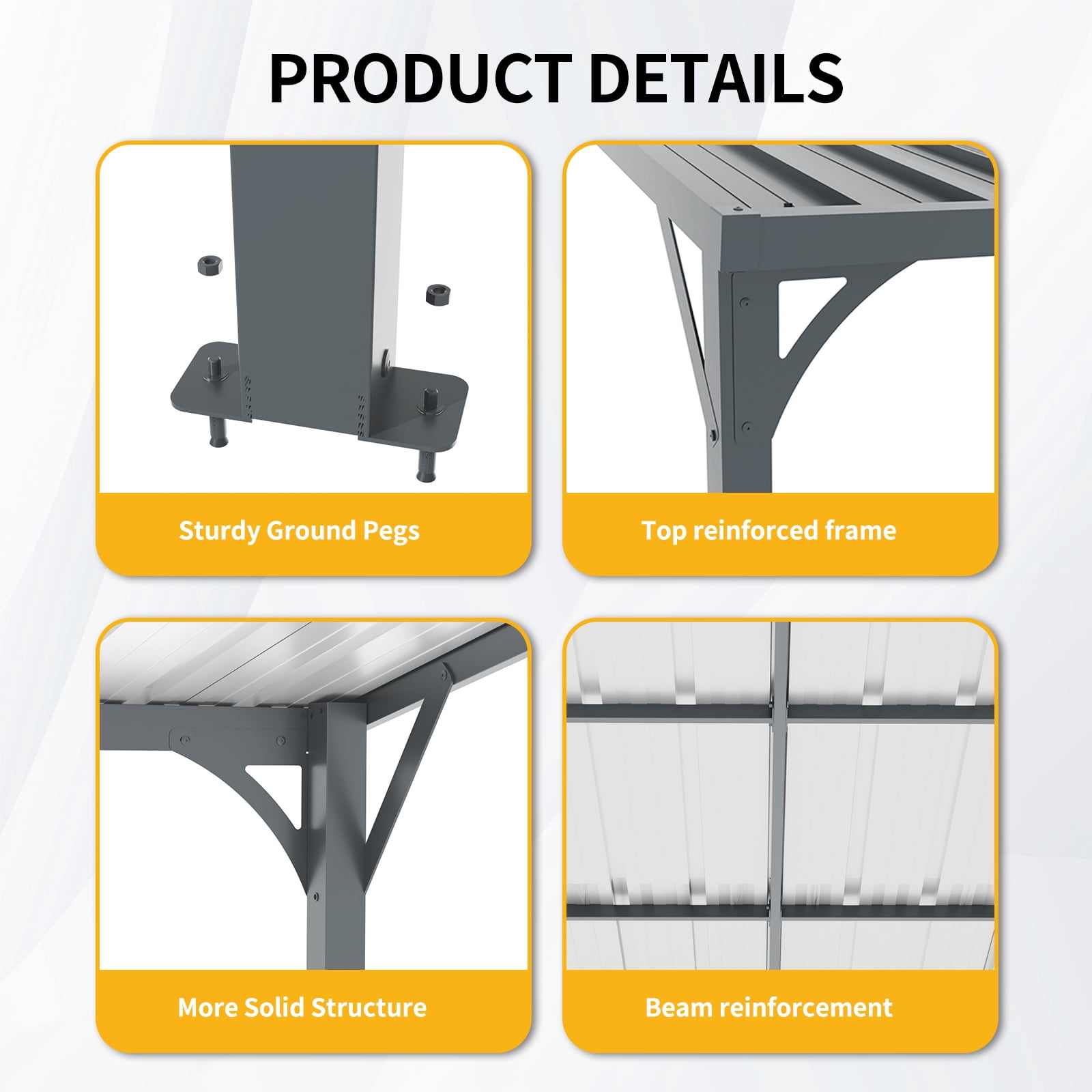 Mintazer 8x10ft Metal Patio Gazebo, 4-Post Hardtop Galvanized Steel Pergola, Outdoor Hard Roof Shelter for Backyard Patio Bike Storage Grill Area