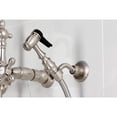 thumbnail image 4 of Kingston Brass KS2448AXBS Heritage Double-Handle Wall-Mount Bridge Kitchen Faucet with Brass Sprayer, Brushed Nickel, 4 of 7