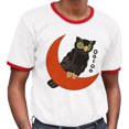 thumbnail image 2 of Vintage Halloween Owl Ringer Tee Shirt Unisex Small White/Red, 2 of 5
