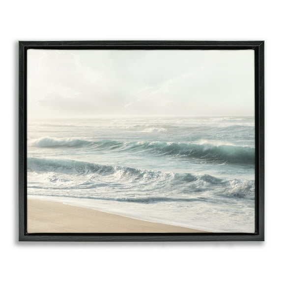 Stupell Industries Distant Beach View Landscape Photography Black Floater Framed Canvas Art Print Wall Art, 21 x 17