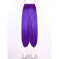 thumbnail image 3 of Hansber Womens Belly Dance Pants Satin Harem Pants Loose Solid Color Yoga Pants Indian Arabic Harem Trousers Purple XL, 3 of 7