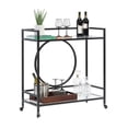 thumbnail image 3 of Pemberly Row Contemporary Metal / Glass Bar Cart in Black Finish, 3 of 14