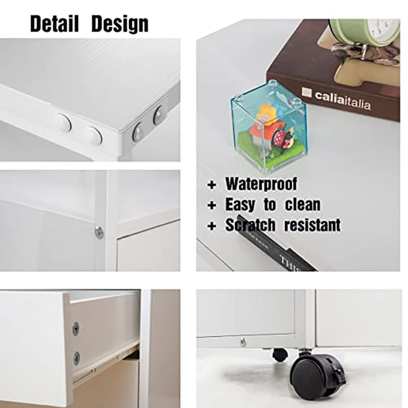JJS Wood File Cabinet, Mobile Open Shelf Home Office Filing Cabinet Printer Stand for Letter Size Hanging Files, White