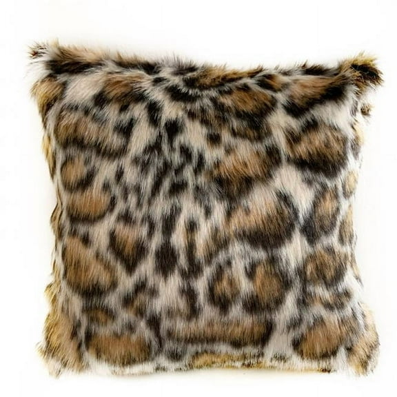 Plutus Brands Brown Tiger Animal Faux Fur Luxury Throw Pillow - 24 x 24 in.