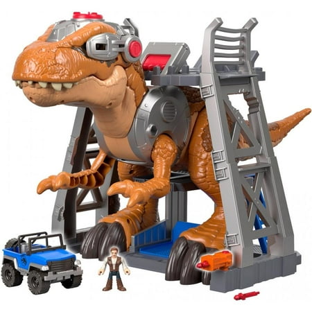 Imaginext Jurassic World Owen Grady and T. Rex Dinosaur Toy, 7-Piece set, with Lights & Motion