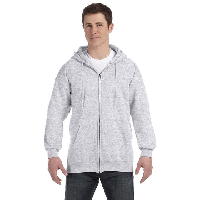 The Hanes 97 oz Ultimate Cotton 90/10 Full-Zip Hood - ASH - M