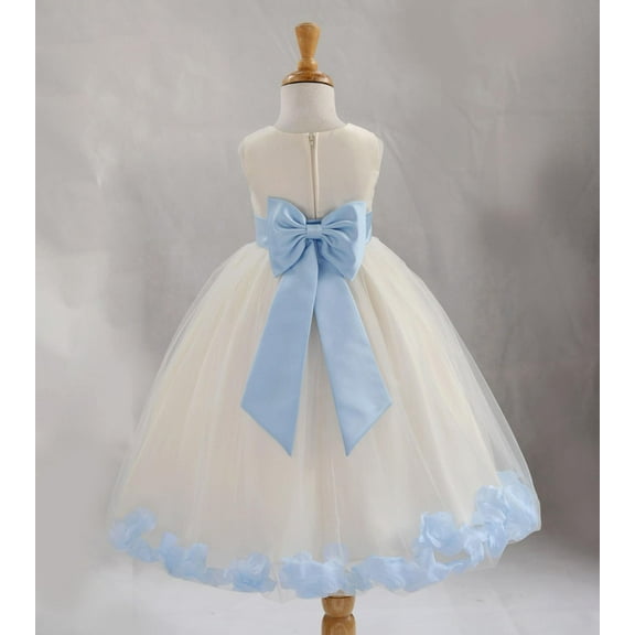 Ekidsbridal Satin Ivory Sky Tulle Rose Petal Flower Girl Dress Christmas Party Bridesmaid Holiday Wedding Pageant Birthday 302T 8