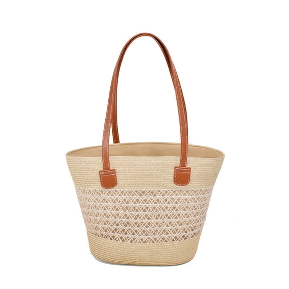 DGMIOCS Beach Bags for Women, Large Beach Bag, Woven Straw Tote Bags Waterproof, Weaving Swim Shopping Travel Bag Beige