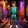 thumbnail image 2 of XIYON Boy Halloween Outfit Skeleton Hoodie Sweatshirt and Sweatpants Cozy 2 Piece Sweatsuit Fall Winter Clothing Set, 2 of 6
