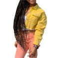thumbnail image 4 of SAYOO Blusa de denim para mujeres, chaqueta de cuello de solapa de manga larga de color sólido SAYOO moda, 4 of 8