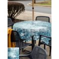 thumbnail image 5 of Outdoor Tablecloth with Umbrella Hole for Patio/Picnic/Party/Camping, Shabby Teal Blue Waterproof Table Cloth Square Cover Washable, Oil Painting Vintage Art Blue White (60"x 60"), 5 of 9
