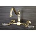 thumbnail image 2 of Kingston Brass KS1242WLL Wilshire Wall Mount Bridge Kitchen Faucet, Polished Brass, 2 of 3
