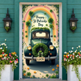 thumbnail image 5 of Green Themed St Patrick's Day Banner Clover Pattern Rainbow Backdrop Vintage Truck Design Shamrock Decor Luck Themed Display for St Patrick's Day Celebration Festival Indoor Decoration, 5 of 9