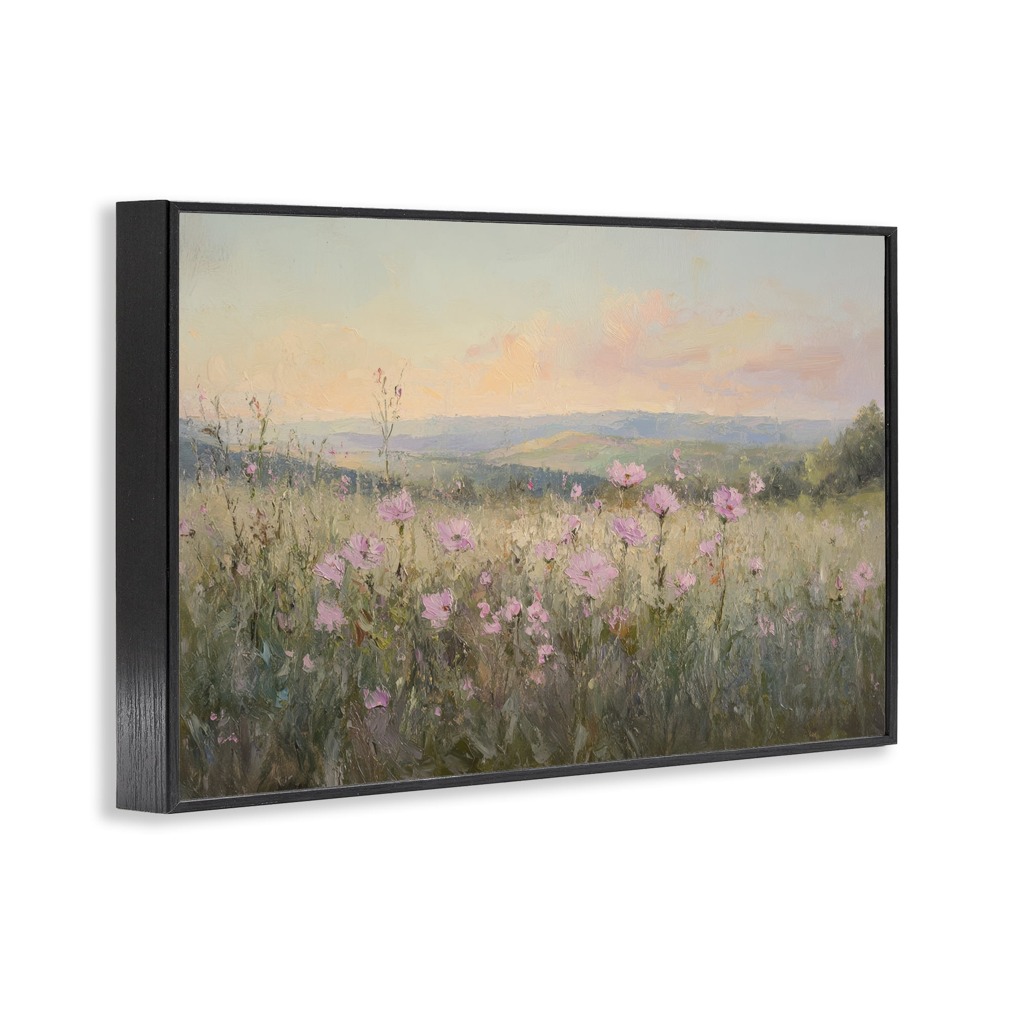 Stupell Industries Tranquil Meadow At Dawn Black Framed Giclee Art, design by Petal Prints Design