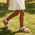 thumbnail image 2 of XinghaiYIDE Girls Metallic Flower Espadrille Sandals,Toddler/Little Kid Open-Toe Summer Shoes,Adjustable Ankle Strap Casual Beach Sandals,Non- Flat Espadrilles for Outdoor Play, 2 of 7