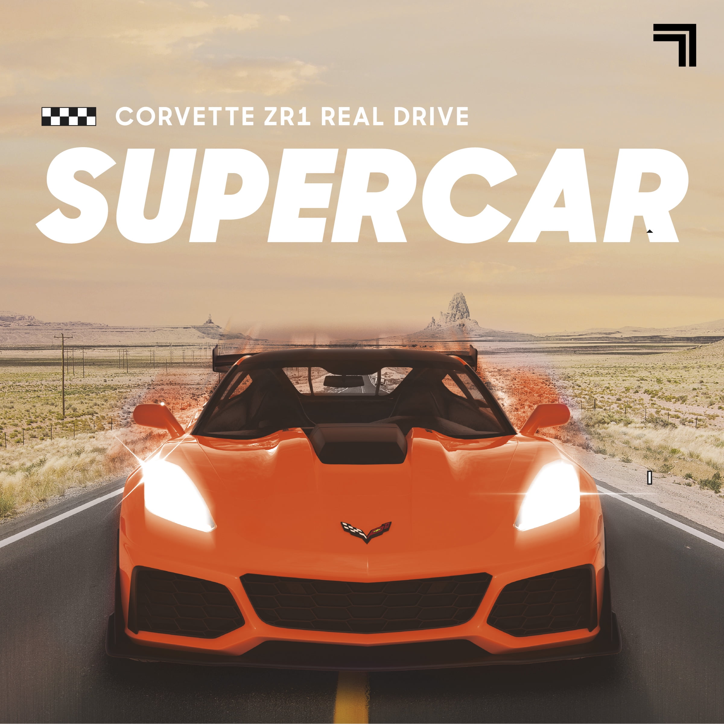 Sharper Image® RC Chevrolet Corvette ZR1, 2.4 GHZ Remote Control Sports Car with Gravity Sensor Steering, 1:16 Scale Model with LED Lights