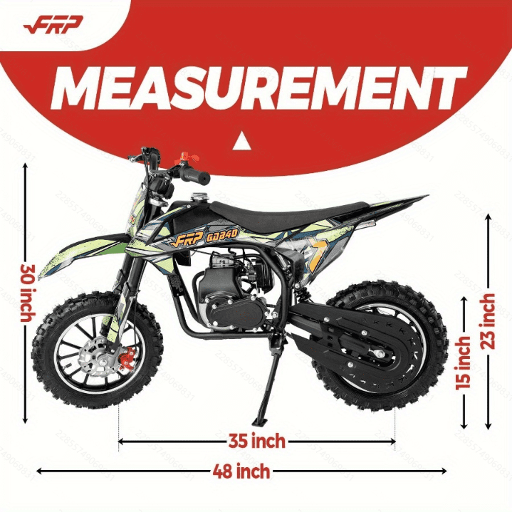 FRP FX40 40cc Dirt Bikes, 4-Stroke Gas Dirtbike for 13+, Mini Dirt Bike with Pull Start, Rear Disc Brake, EPA Certified, 20MPH Max Speed, Up to 132 LBS - Green