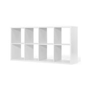 BULYAXIA Sturdy Room 13-Inch Cube Storage Organizer Shelf, with Extra Thick Exterior Edge, Open Storage Shelf Divider, Bookcase, 8-Cube, White